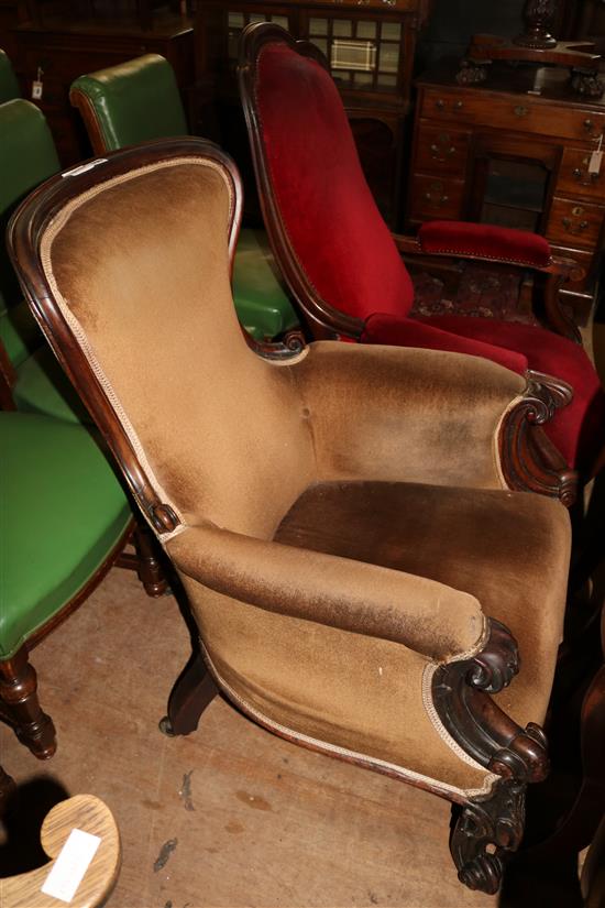 A Victorian mahogany armchair, H.3ft 3in.